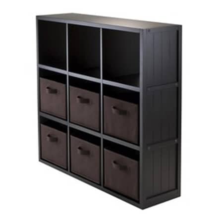 Convenience Concepts 7-Pc Wainscoting Panel Shelf 3 x 3 Cube with 6 Chocolate Foldable Baskets HI492692